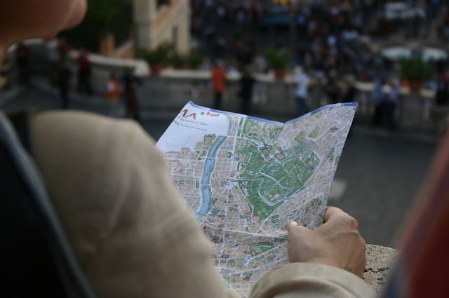 Person reviewing a map